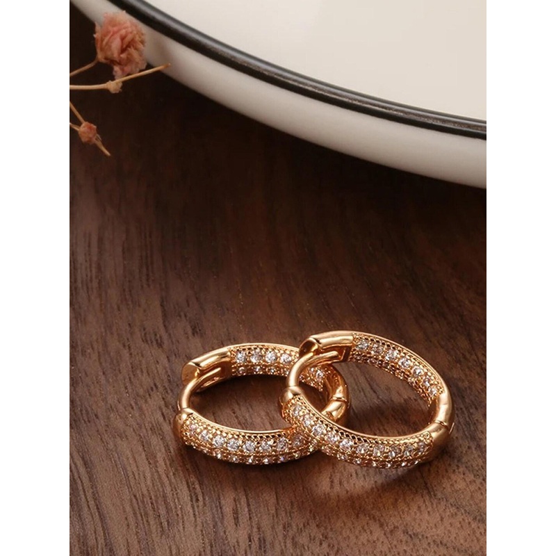 Shining Diva Fashion Rose Gold Contemporary Hoop Earrings