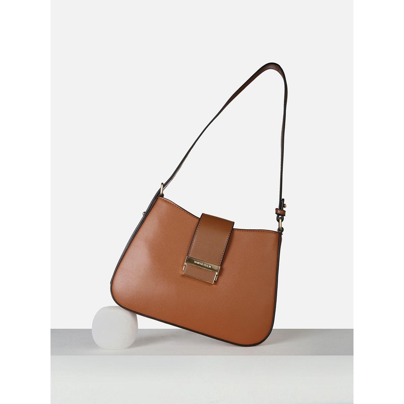Van Heusen Woman Solid Structured Tasselled Shoulder Bag