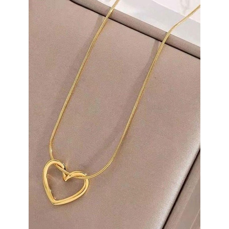 Wynona Stainless Steel Gold-Plated Heart Shaped Pendant With Chain