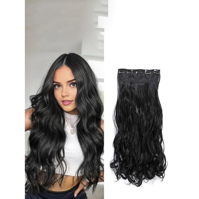 D-Divine Clip-In Wavy Locks Hair Extension – 22 Inch – Black