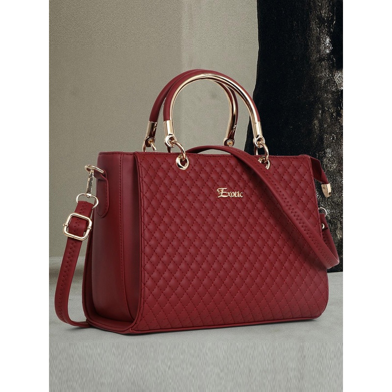 Exotic Structured Handheld Bag with Quilted