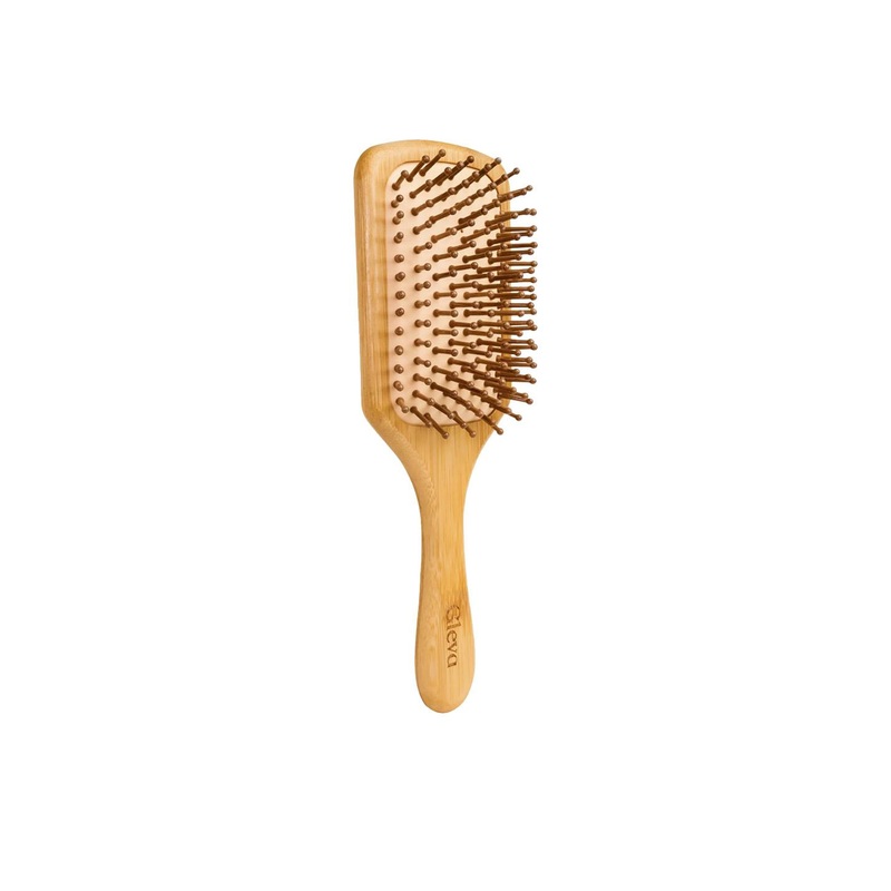 Gleva Bamboo Detangler Wooden Hair Brush with Natural Bristles