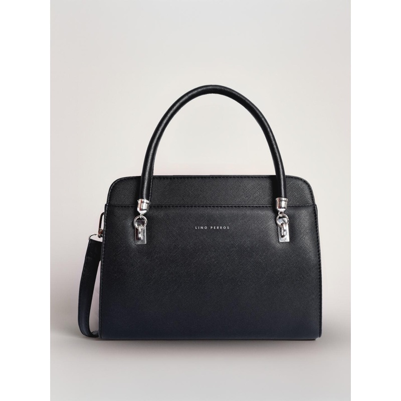 Lino Perros Black Solid Handheld Bag