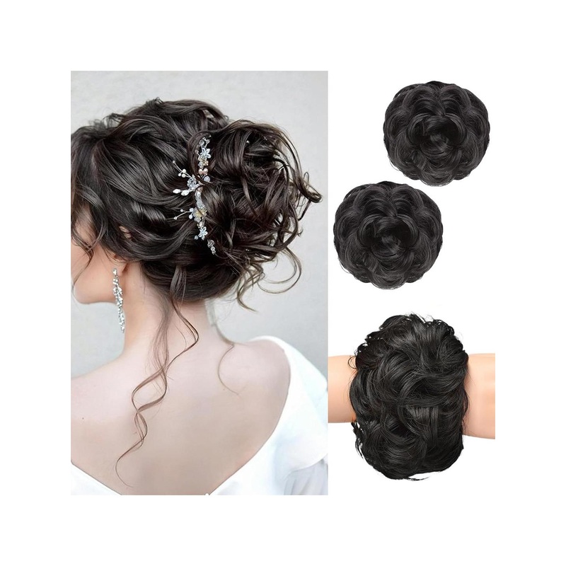 MEGARICH Halo Curly Bun Hair Extension – Brown