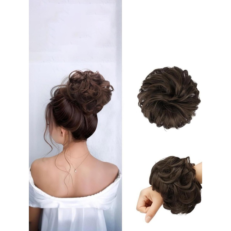 VIEWS Halo Wavy Bun Long Lasting  Hair Extension – Brown – 7 Inch