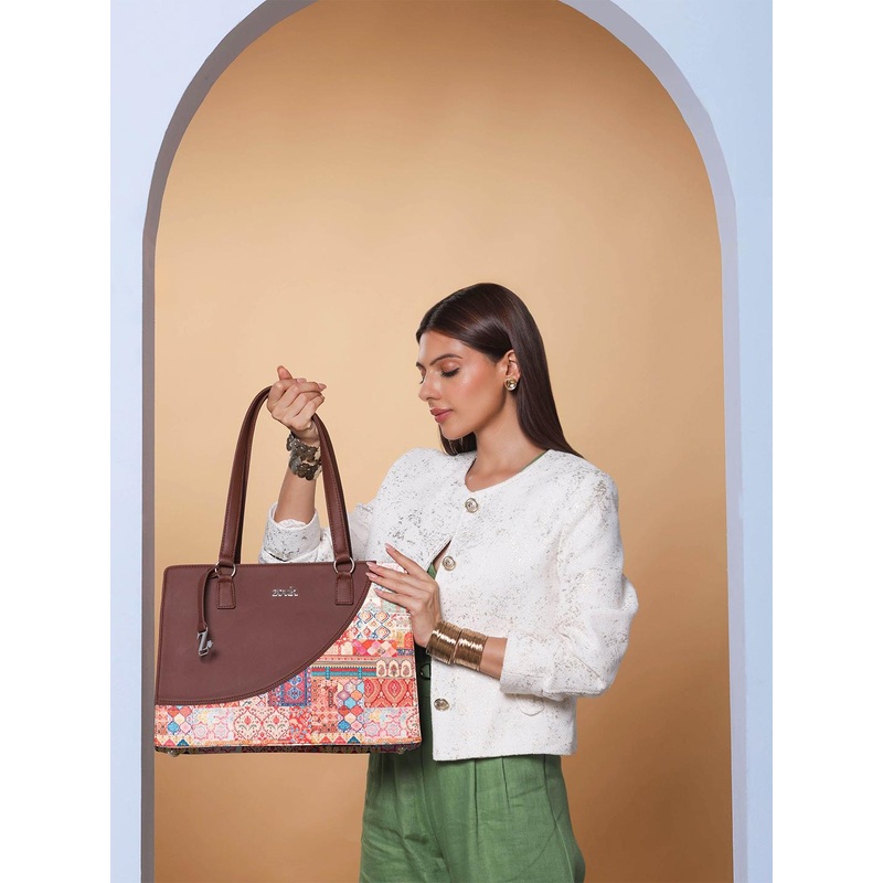 ZOUK Women Printed Structured Shoulder Tote Bag