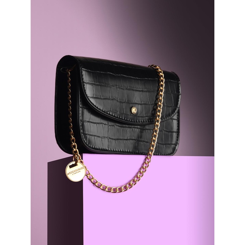 Accessorize London Women’s Faux Leather Black Mini Purse Sling Bag