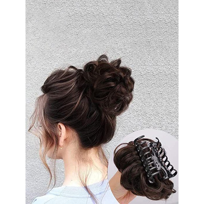 CRIBE Clip-In Wavy Bun Hair Extension -Black – 5 Inch