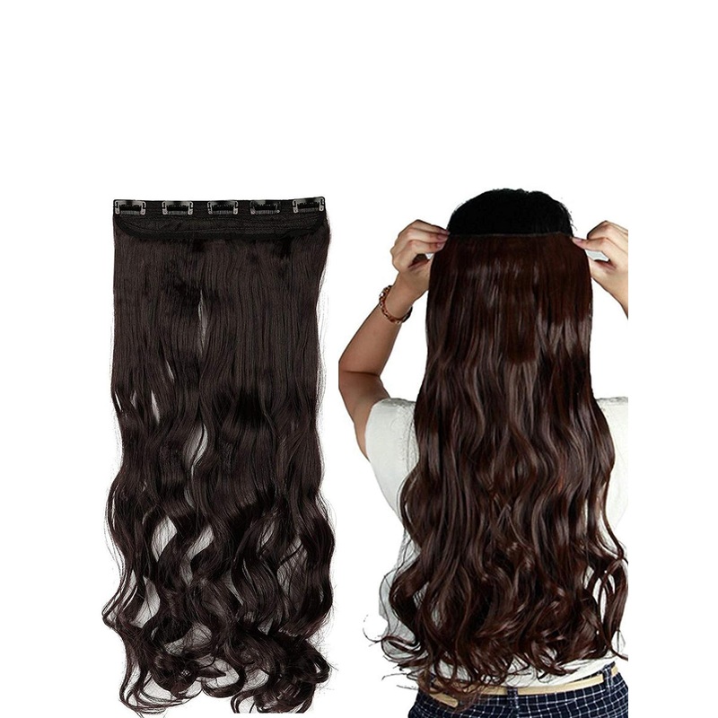 D-Divine Clip In Wavy Locks Hair Extension – Dark Brown – 22 Inch