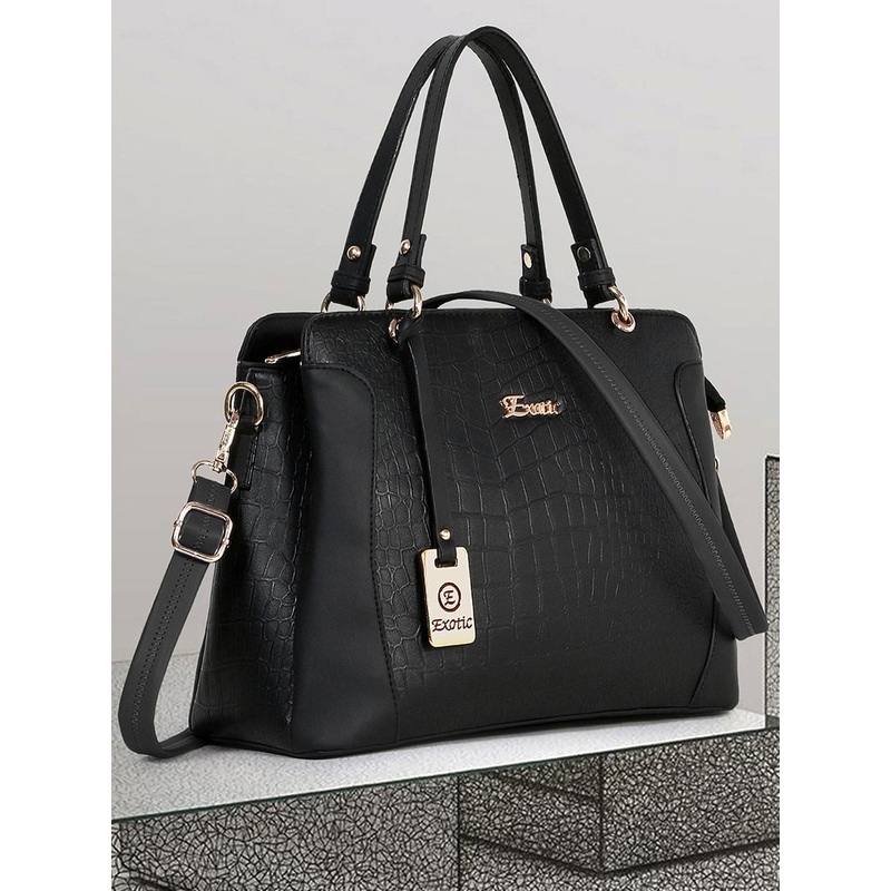 Exotic Women Animal Textured Oversized Structured Handheld Bag