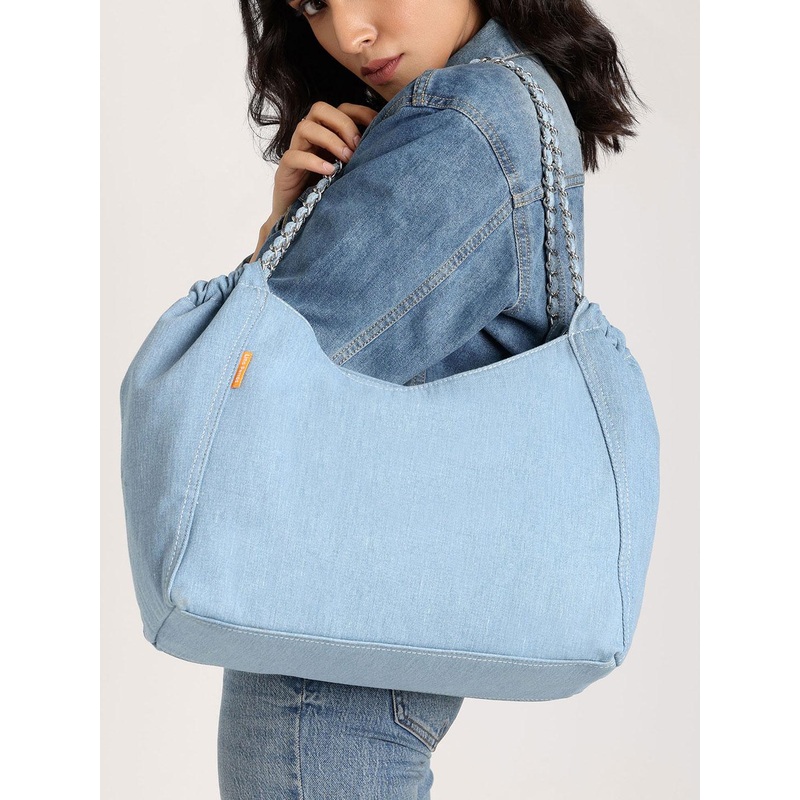 Lino Perros Denim Structured Shoulder Bag
