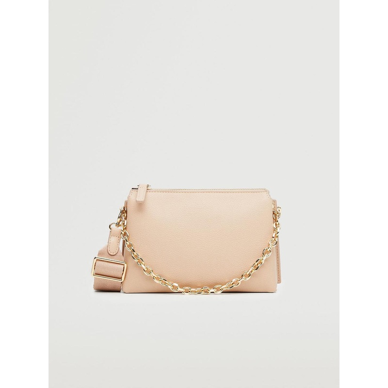 MANGO Nude-Coloured Textured Structured Sling Bag