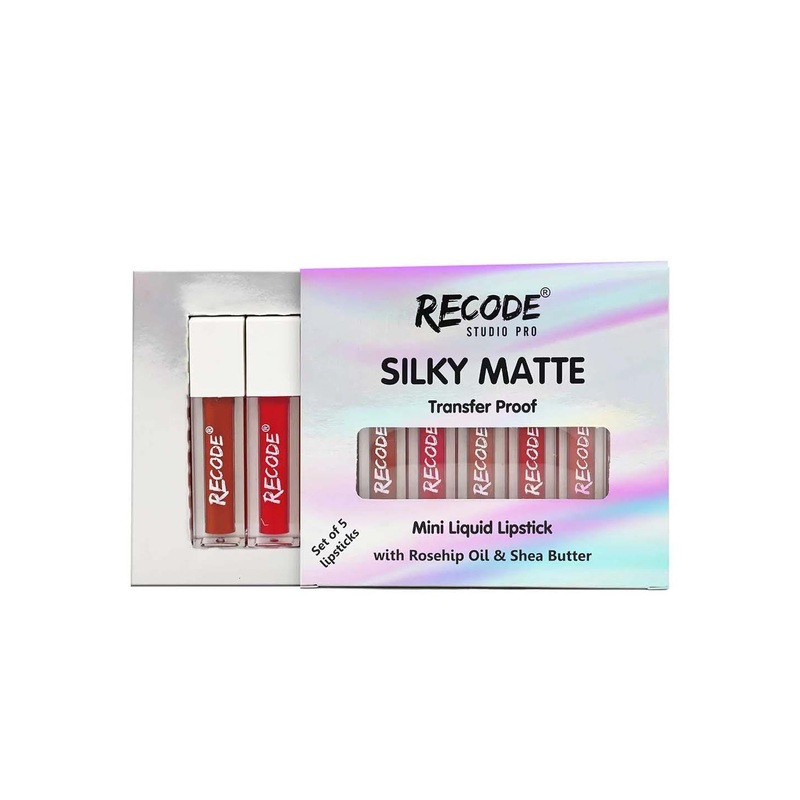 Recode 5Pcs Silky Matte Mini Liquid Lipsticks – 1.25ml each – Shades 03-04-07-08-10