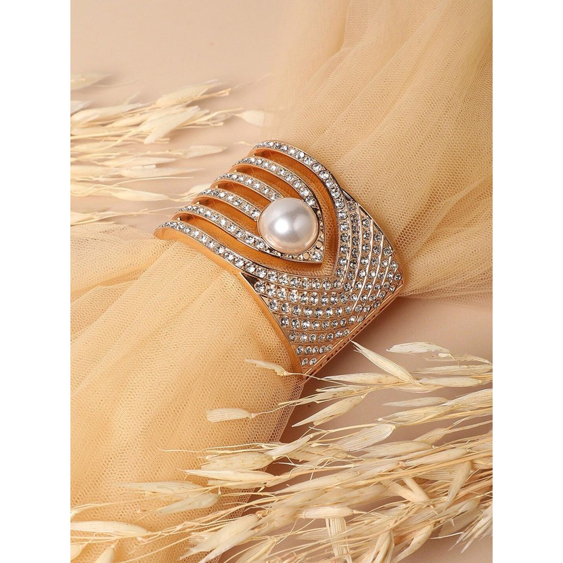 SOHI Gold Plated Arrowhead Stone Studded Cuff Bracelet