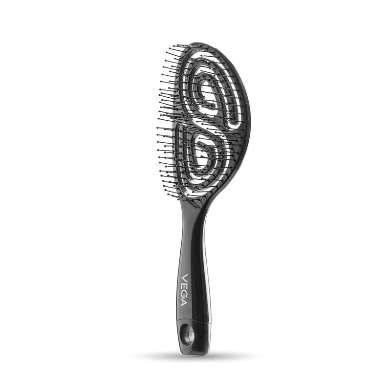 VEGA DTB-03 Vented Hair Brush for Quick Blow Drying, Wet and Dry Hair – Black