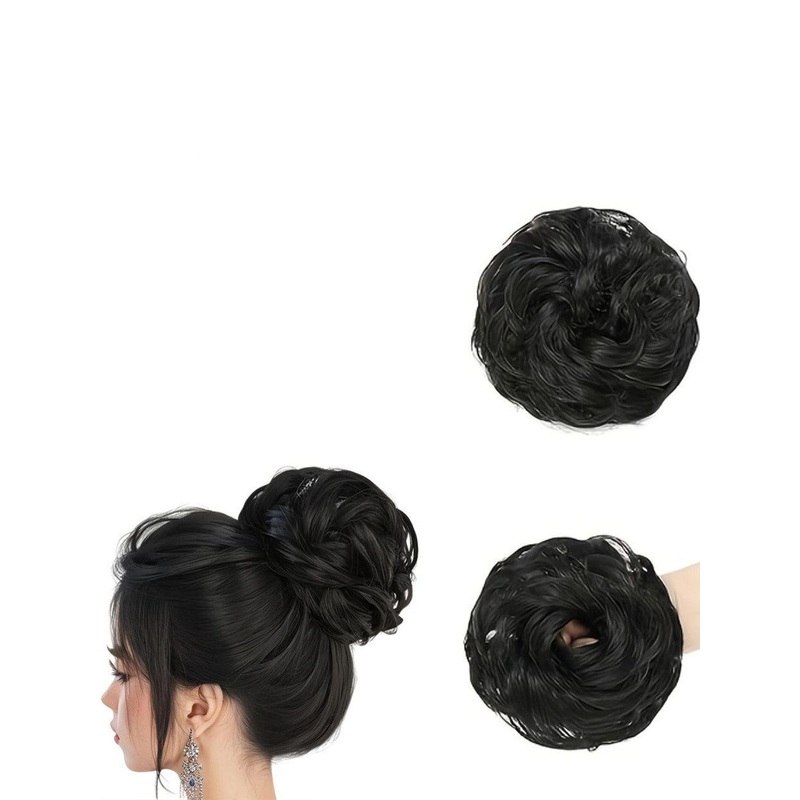 VIEWS Women Black Halo Wavy Bun Hair Extension – 8 Inch