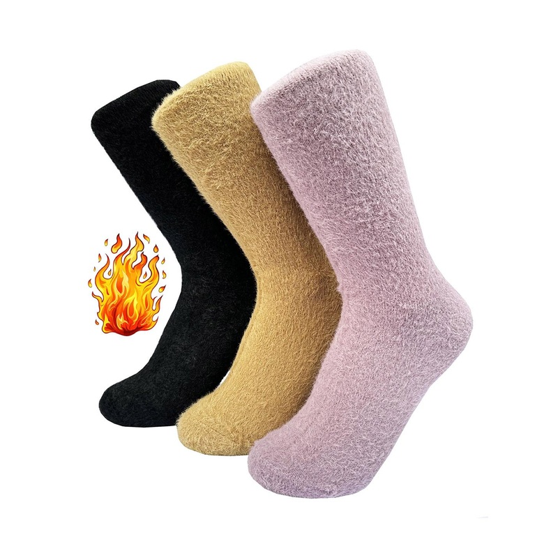 Alexvyan Women Pack of 3 Fur Calf-Length Winter Woolen Warm Soft Socks