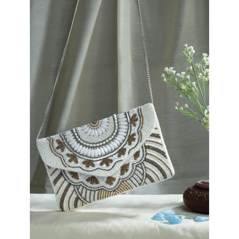Anekaant Beads & Sequines Embellished Canvas Sling Bag