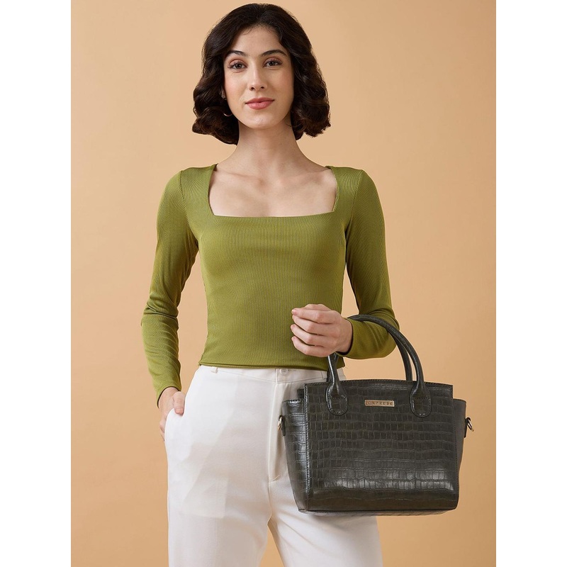 Caprese Cristina Women Green Medium Satchel Bag