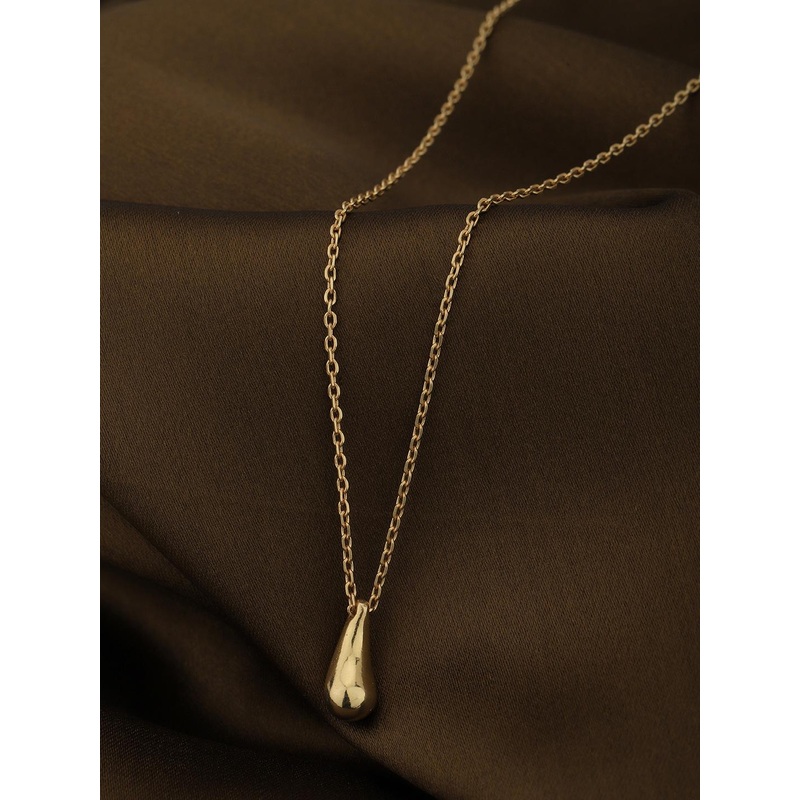 Carlton London 18kt Gold Plated Contemporary Drop Pendant with Chain
