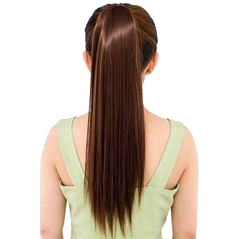 D-Divine Halo Straight Ponytail Hair Extension – 24 inch -Brown