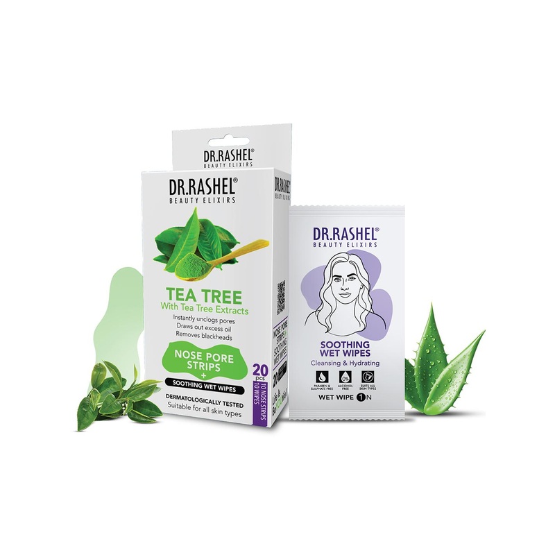 DR.RASHEL Set Of 2 Tea Tree Nose Strips-10 Strips & 10 Wipes
