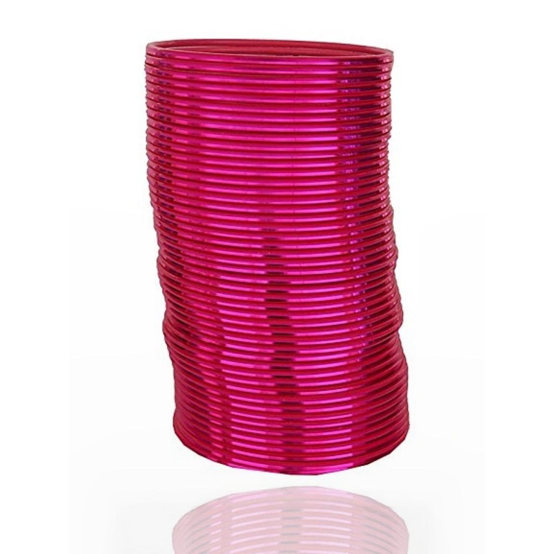 Guddan Set of 48 Magenta Glossy Metal Bangles