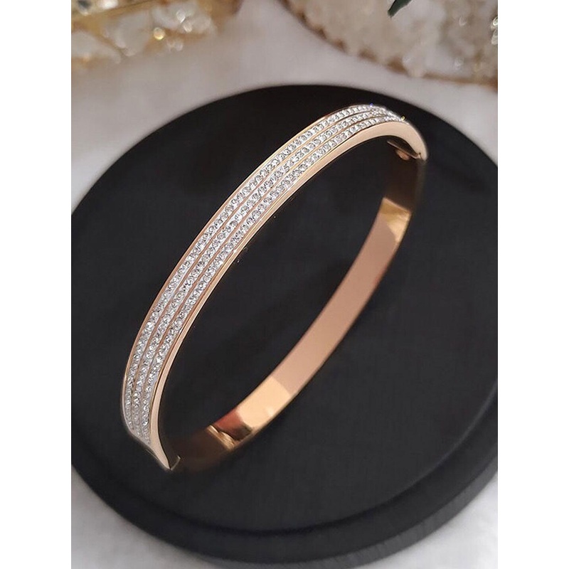 Jewels Galaxy Rose Gold Plated Stainless Steel Bangle Style Bracelet