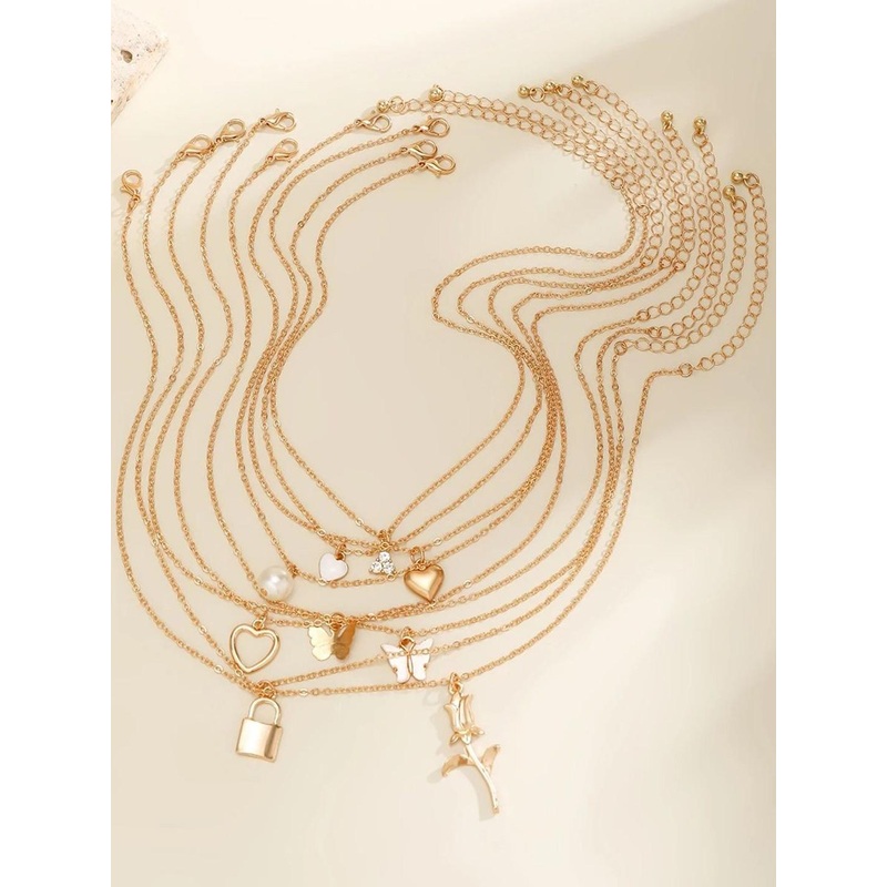 Jewels Galaxy Set Of 9 Gold-Plated Necklaces