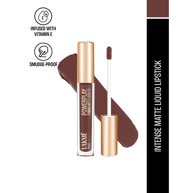 Lakme 9to5 Powerplay Priming Matte Liquid Lip Color With Vit E 4.2ml – Strong Espresso MB3