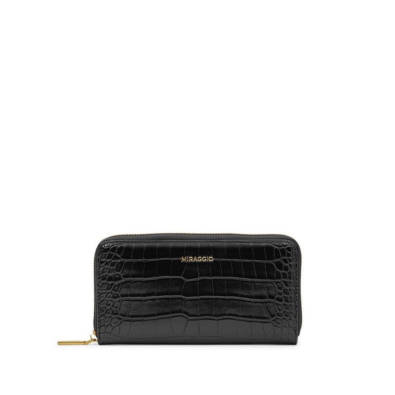MIRAGGIO Rumi Black Zip Around Wallet