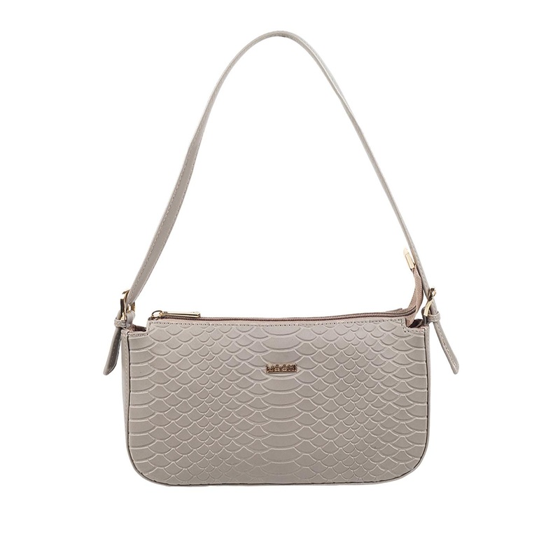 Mochi Women Grey Textured Structured Shoulder Handbag