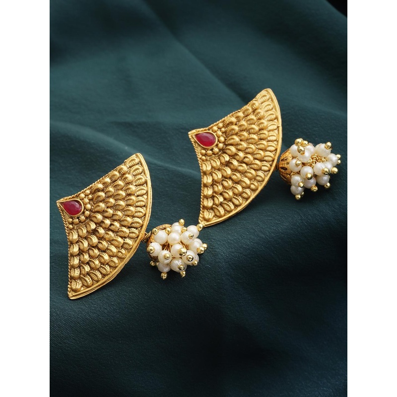 PANASH Gold-Toned Contemporary Drop Earrings