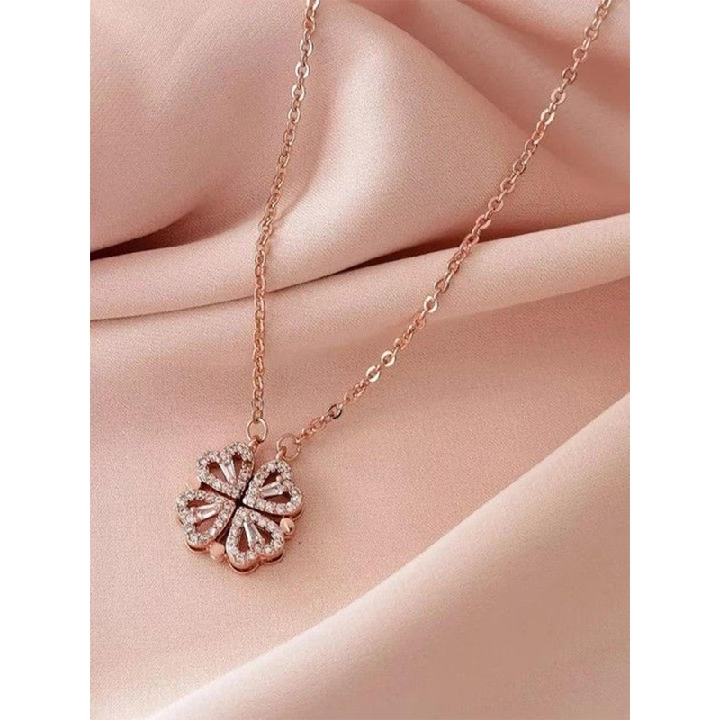 PASU FASHION Rose Gold-Plated Wingy Heart-Shaped Necklace