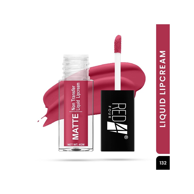 RED 4 Miss Perfect Non Transfer & Smudge Proof Matte Liquid Cream 4 g Peachy Pink – 132