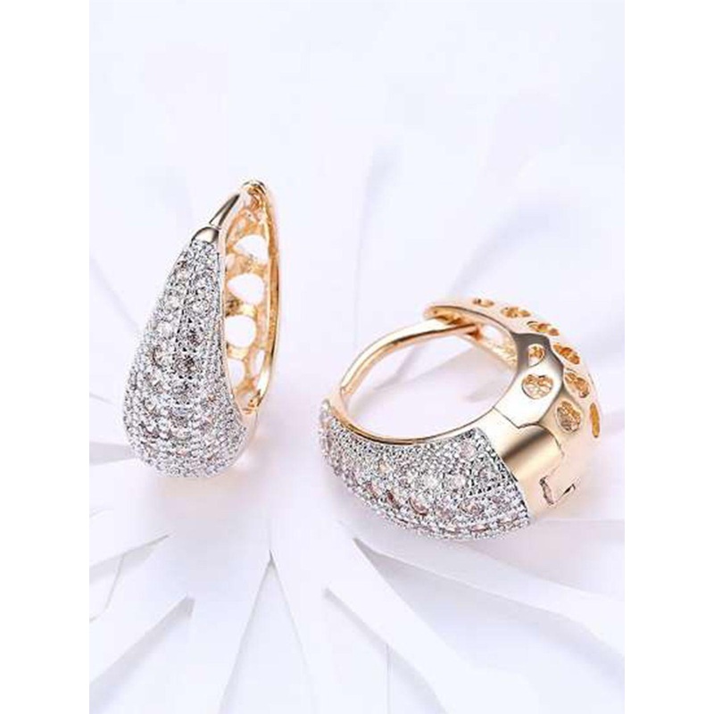 YouBella Gold-Plated Contemporary Stone Studded Hoop Earrings