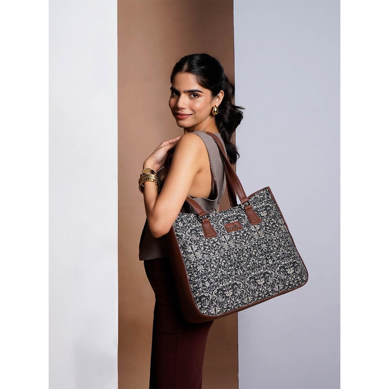 ZOUK Ethnic Motifs Printed Structured Tote Bag