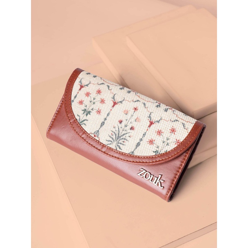 ZOUK Women Ethnic Motifs Printed Leather Card Holder