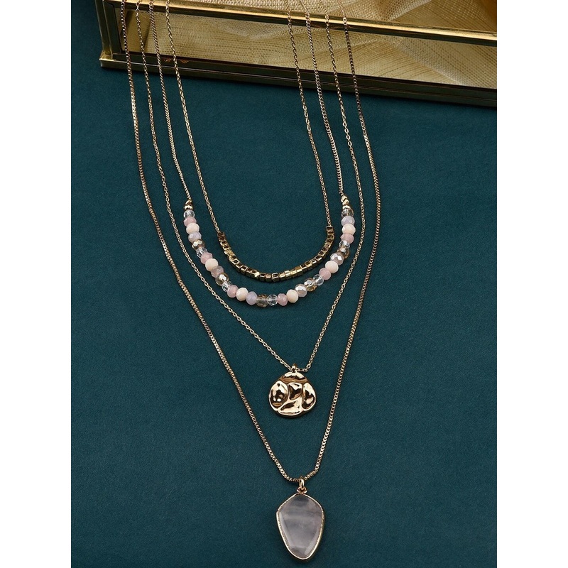 Accessorize Set of 4 Gold & Pink Gold-Plated Necklace