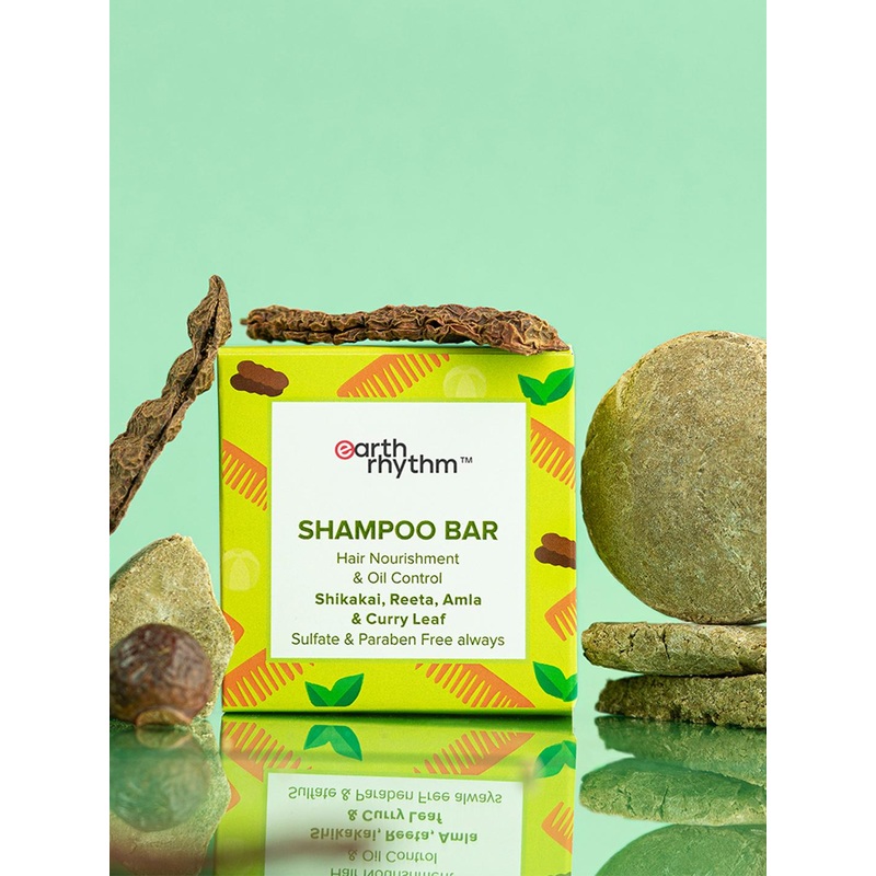 Earth Rhythm Shikakai Shampoo Bar With Shikakai, Reeta, Amla & Curry Leaves -80 g