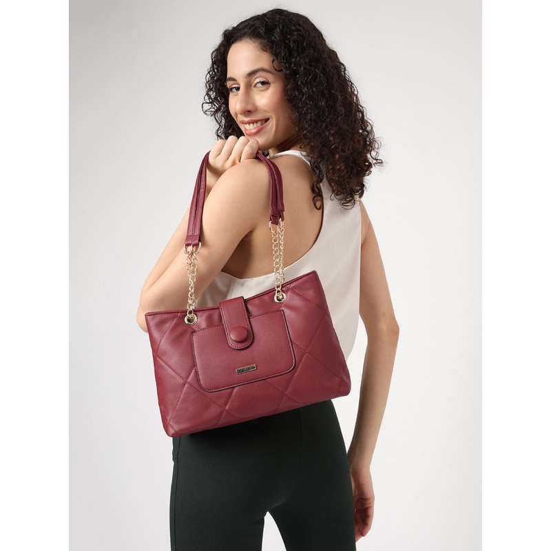 Fastrack Structured Shoulder Bag with Quilted Detail