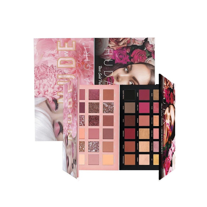 Huda Girl Set Of 2 18 Colors Eyeshadow Palette – 18 g Each Nude & Rose Gold