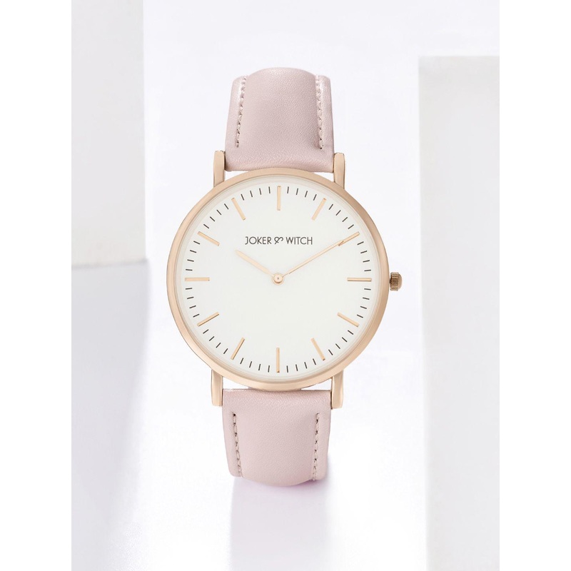 JOKER & WITCH Women Round White Dial & Leather Straps Analogue Watch AMWW1109