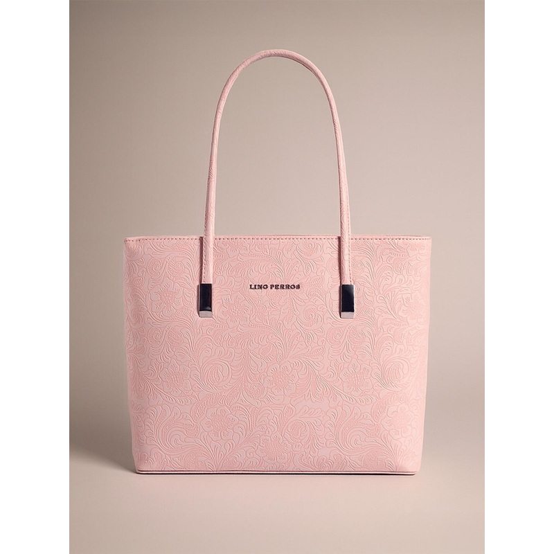 Lino Perros Peach-Coloured Ethnic Motifs Textured Laptop Bag