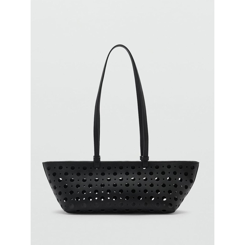MANGO Structured Shoulder Bag with Cut Work Detail