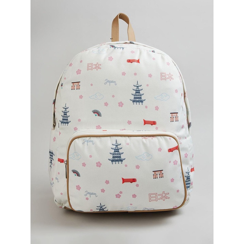 max Women Graphic Printed Cotton Canvas Backpack