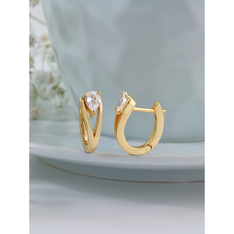 MINUTIAE Gold-Toned Geometric Half Hoop Earrings