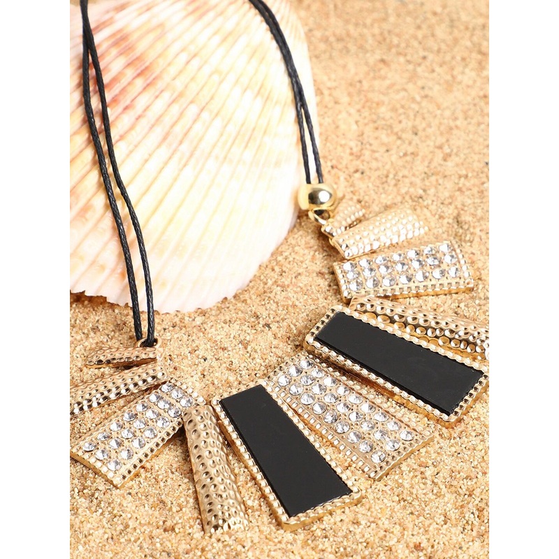 SOHI Women Gold-Plated & Black Statement Necklace