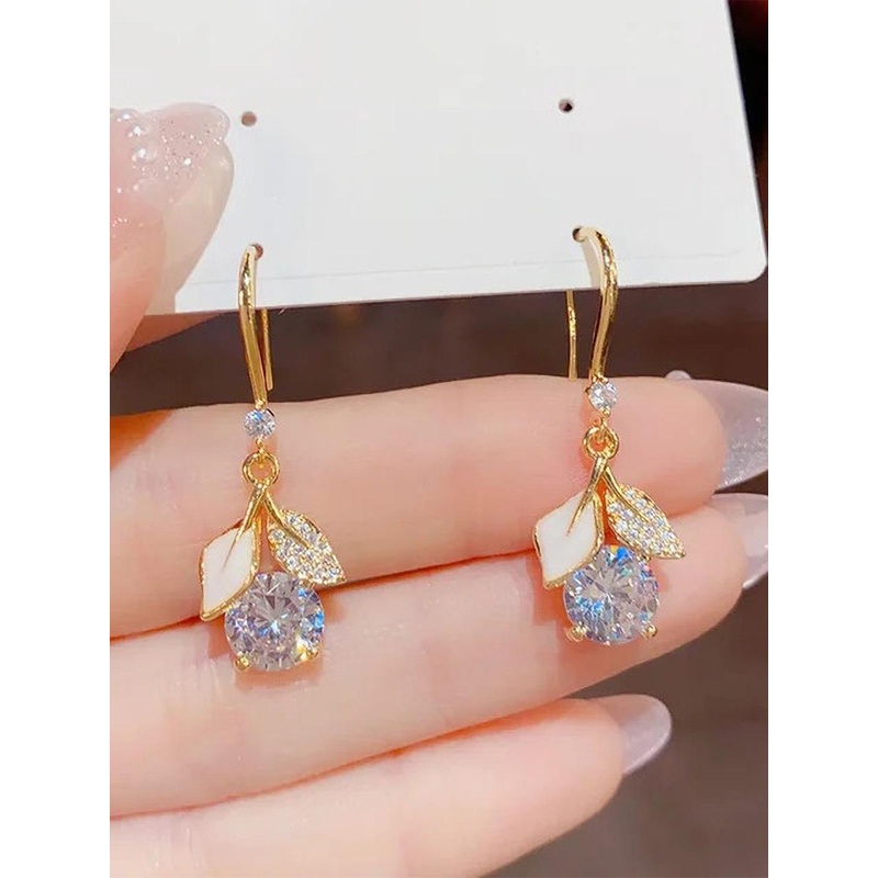 SZN Artificial Stones Studded Contemporary Korean Drop Earrings