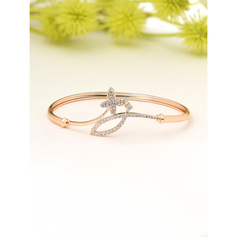 Zaveri Pearls Women Rose Gold Brass Cubic Zirconia Bracelet